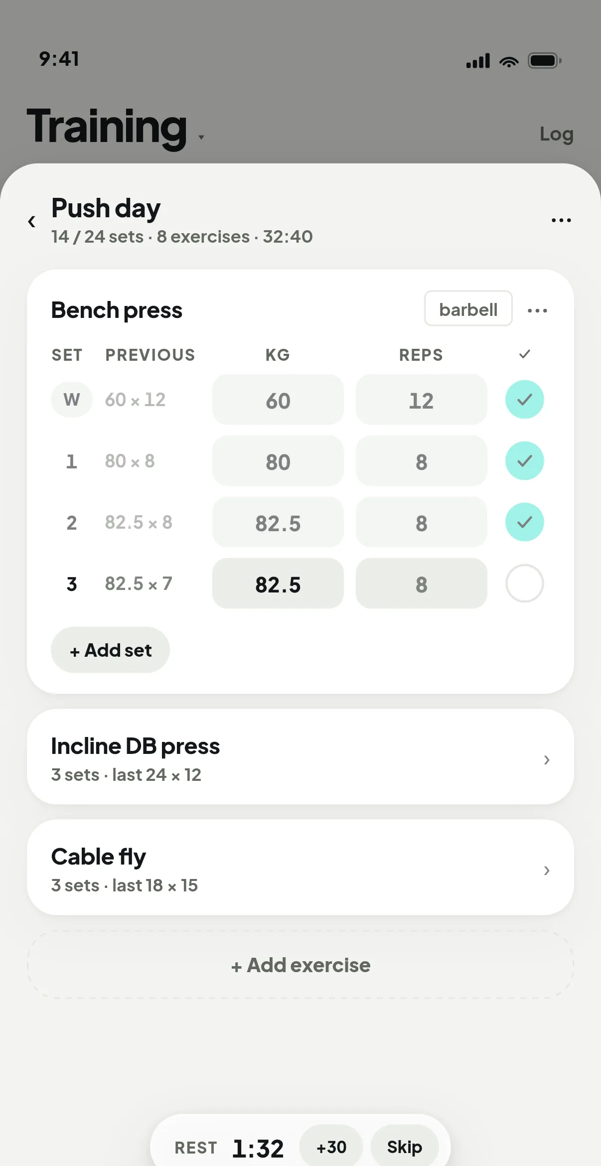 Push day as a sheet